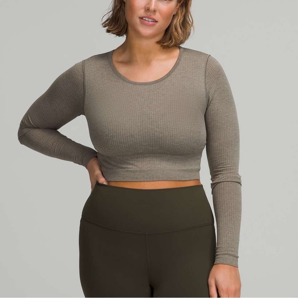 Lululemon Ebb To Street Cropped Long Sleeve in Rover - Picture 1 of 7